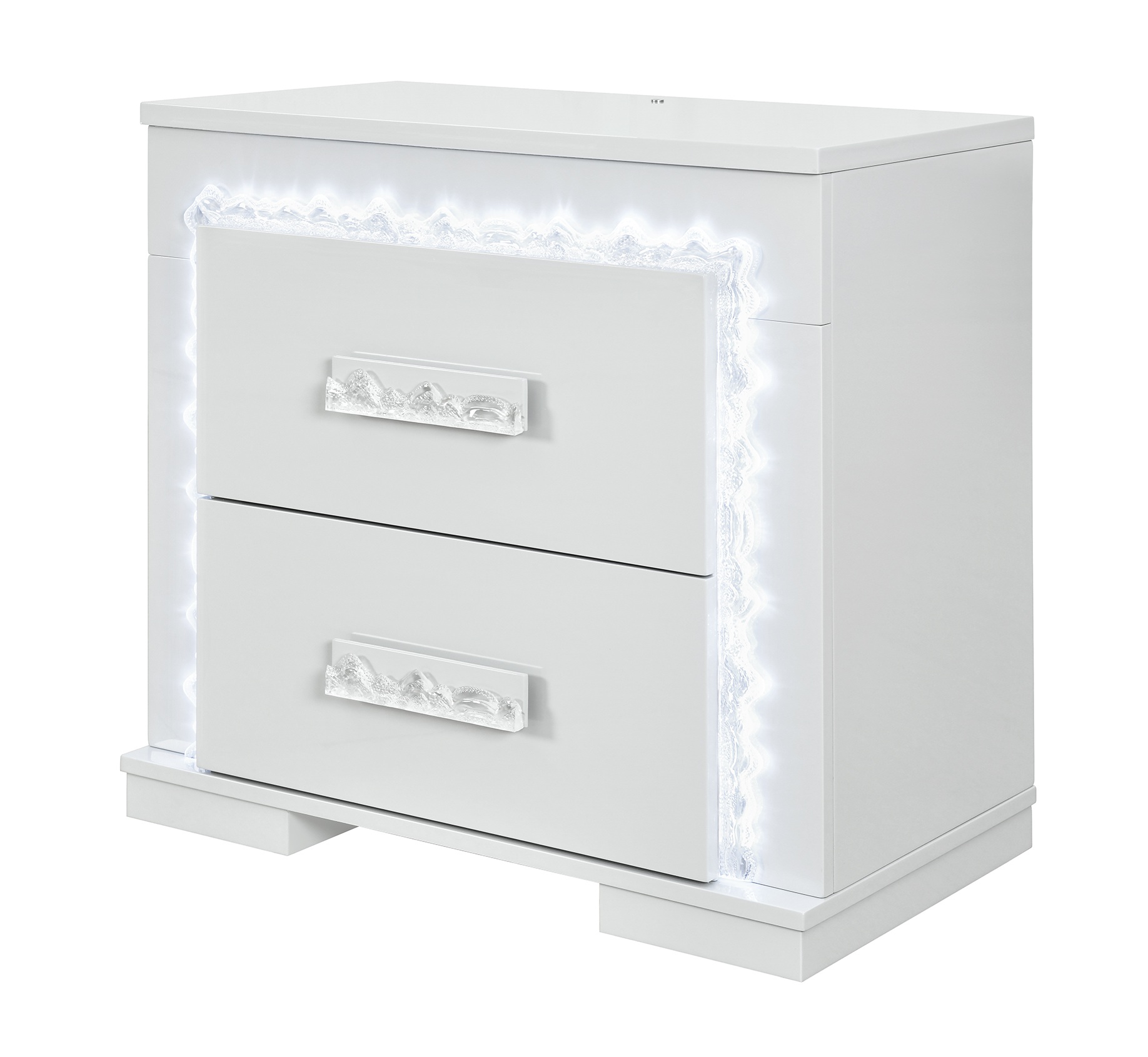 Naomi Platform Bedroom Set with LED and Marble Headboard