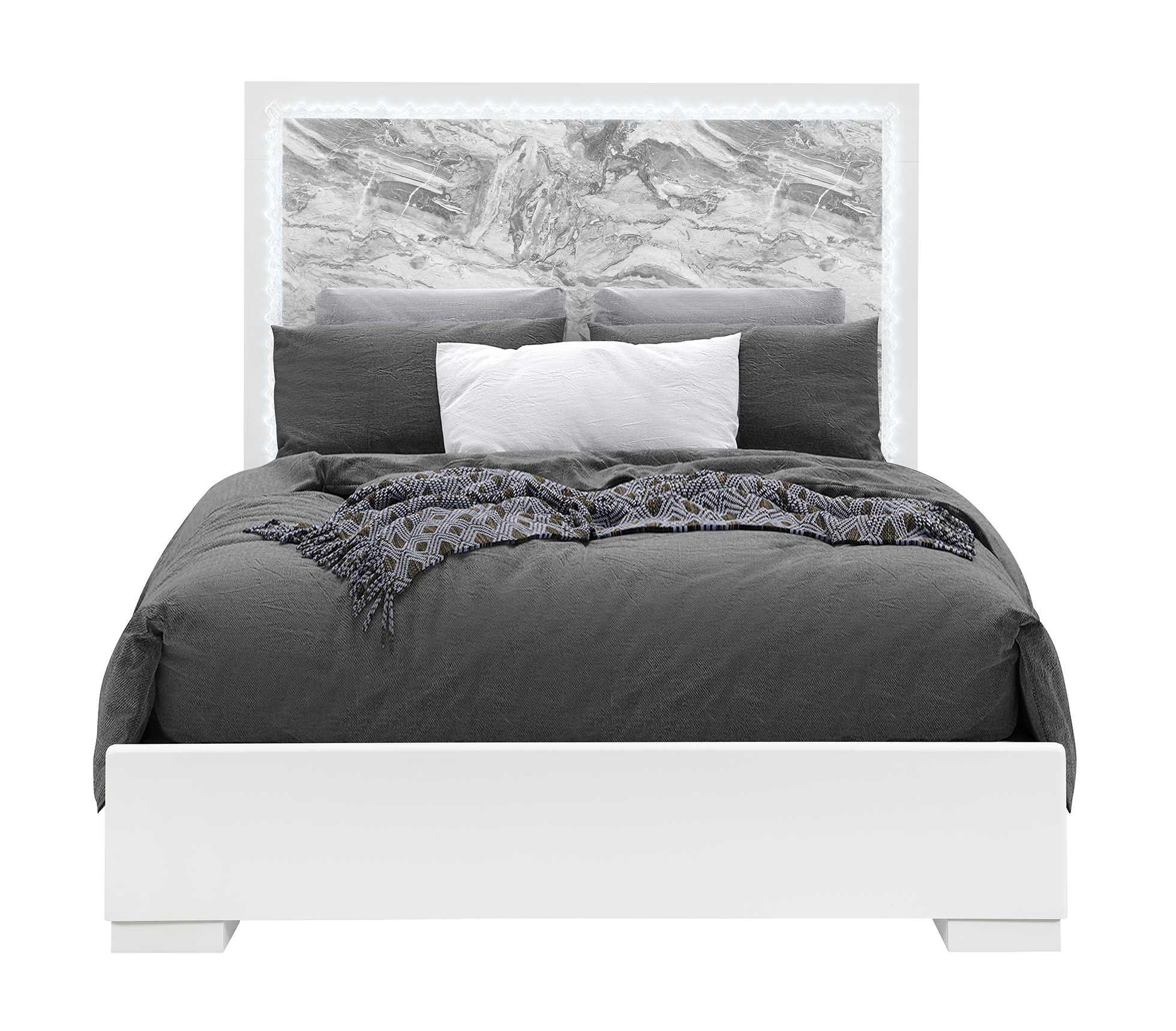 Naomi Platform Bedroom Set with LED and Marble Headboard