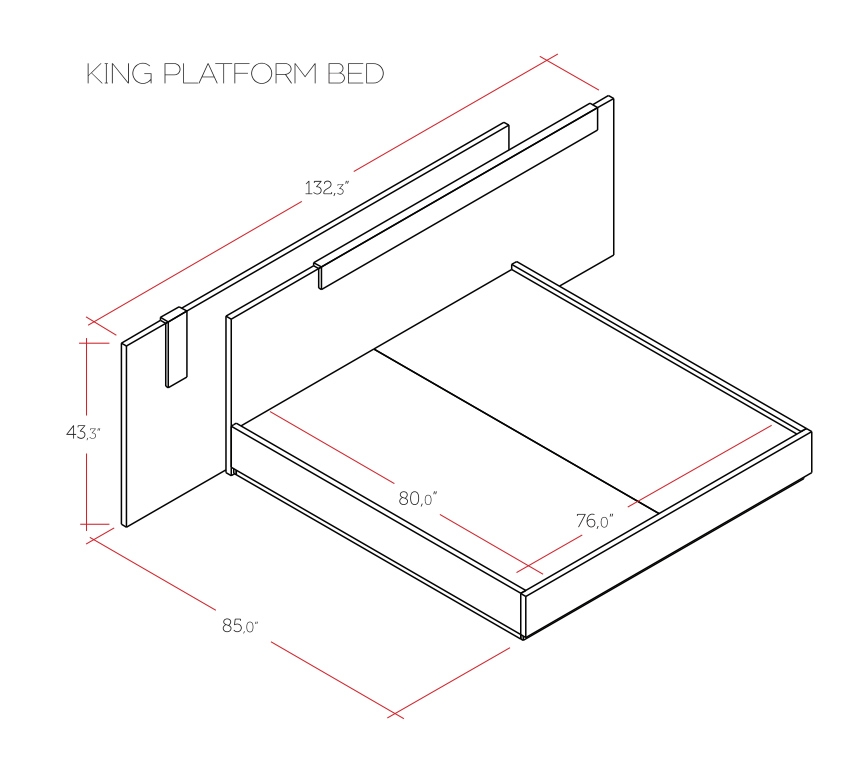 Napoli Wood LED Platform King Size Bed