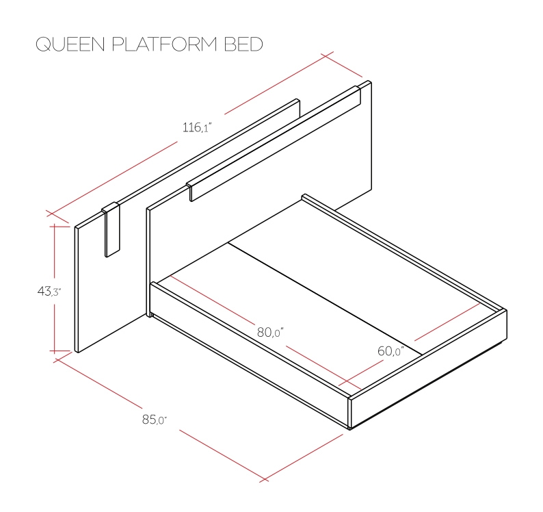 Napoli Wood LED Platform Queen Size Bed