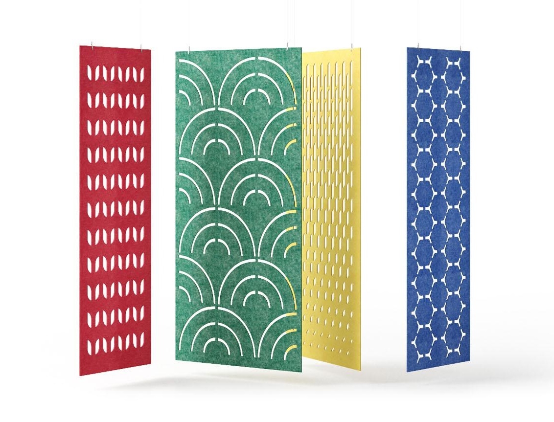 Acoustic Artwork Ceiling-mounted PET Partition, 3 Piece