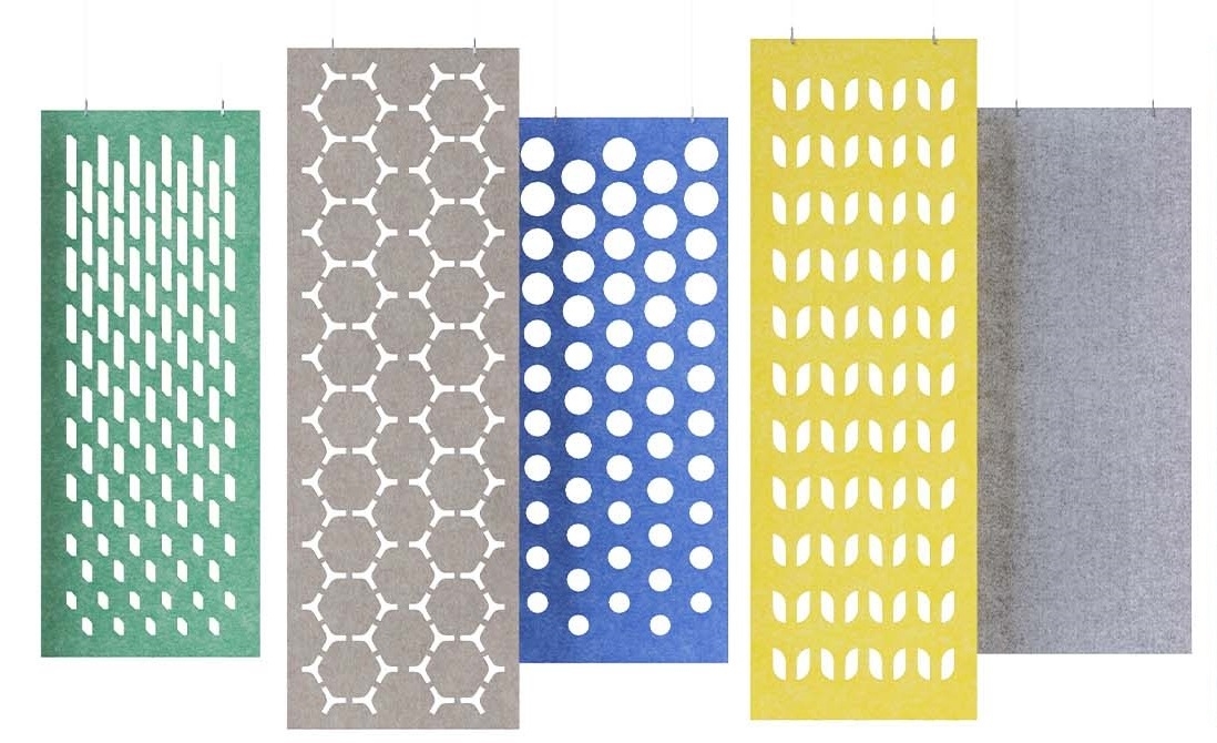 Acoustic Artwork Ceiling-mounted PET Partition, 5 Piece