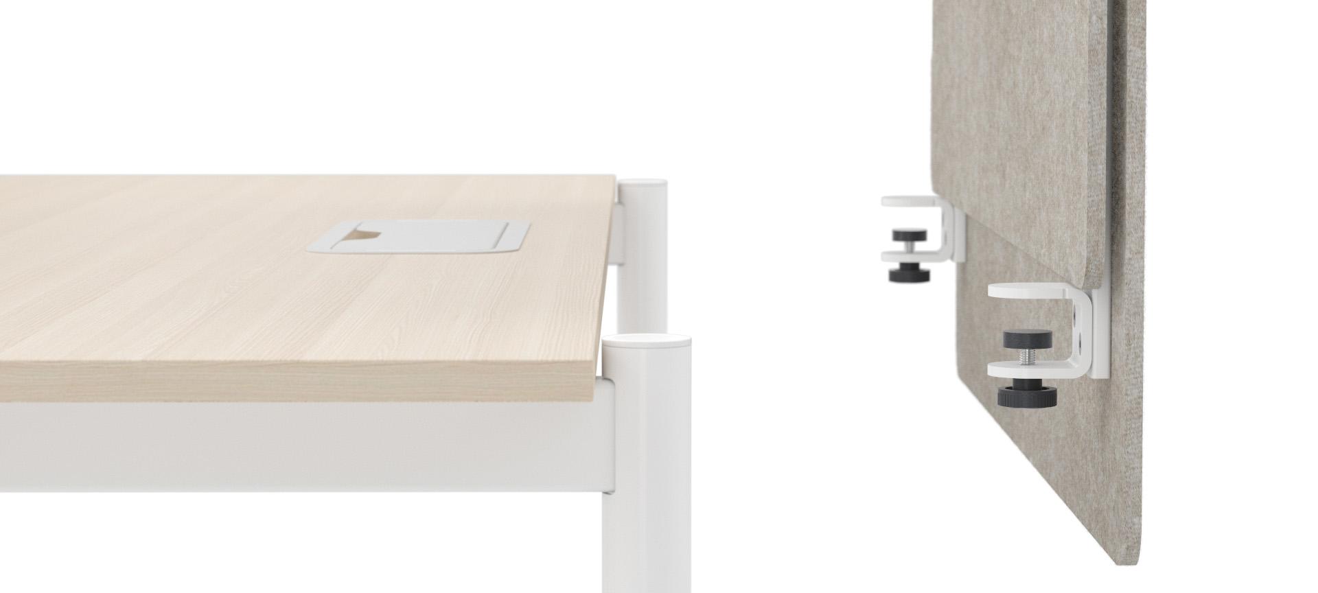 Zedo Single Office Desk w/Screen, High Table & Felt-Lined Metal Side Drawer