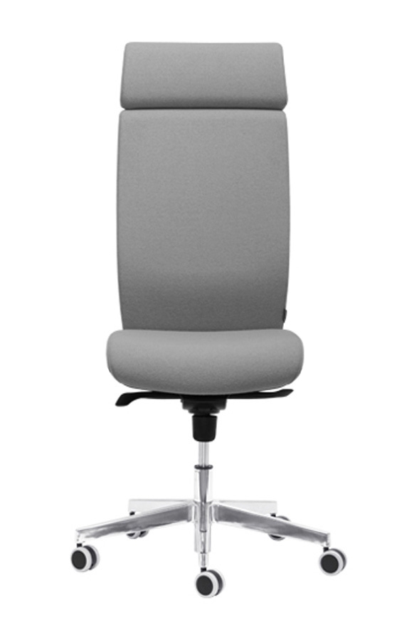 Aura Executive Chair w/Fixed Head Support; Adjustable Backrest & Seat, Synchronous Mechanism 5 Fixating Positions (Polished Aluminium Base)
