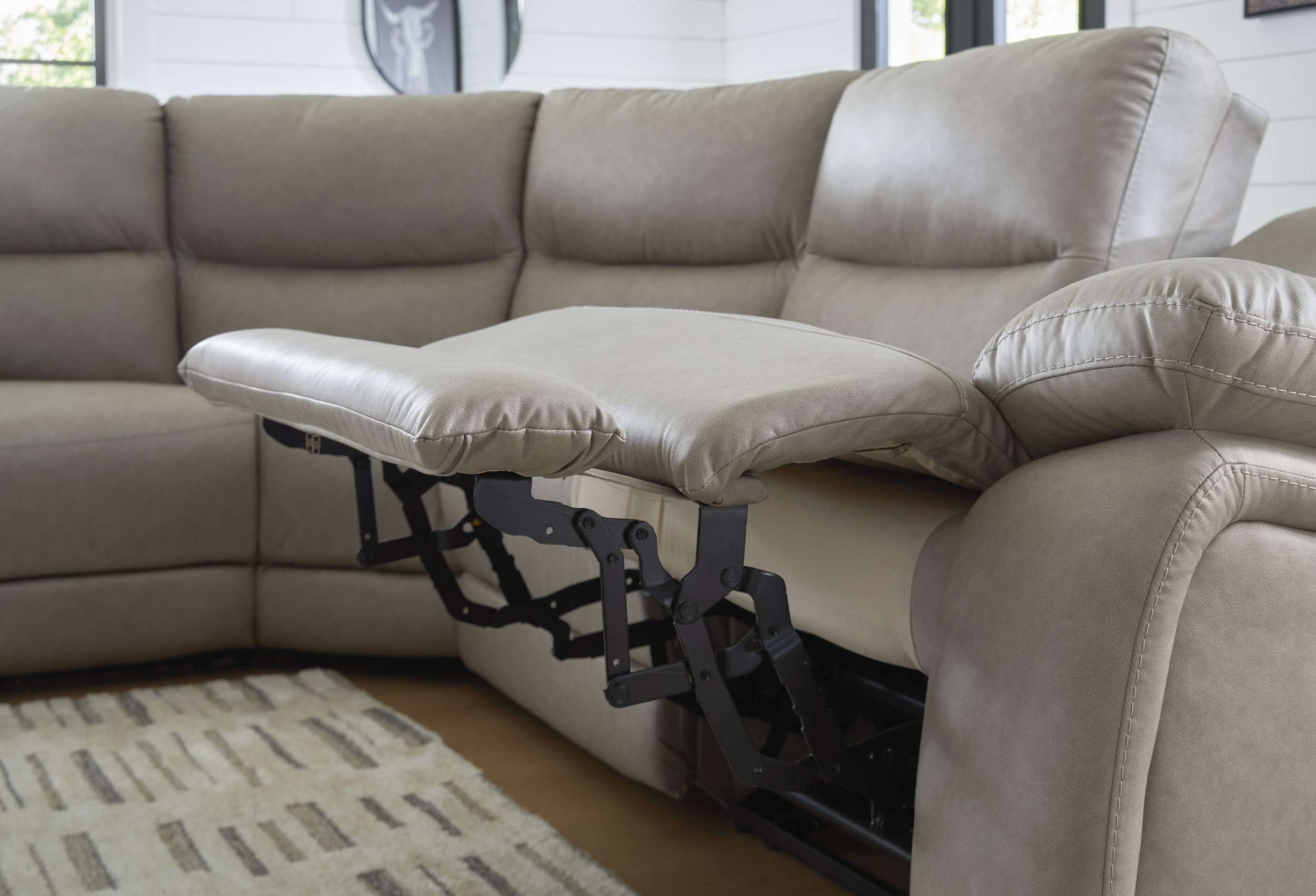 Narwhal Place 5-Piece L-Shaped Faux Leather Power Reclining Sectional