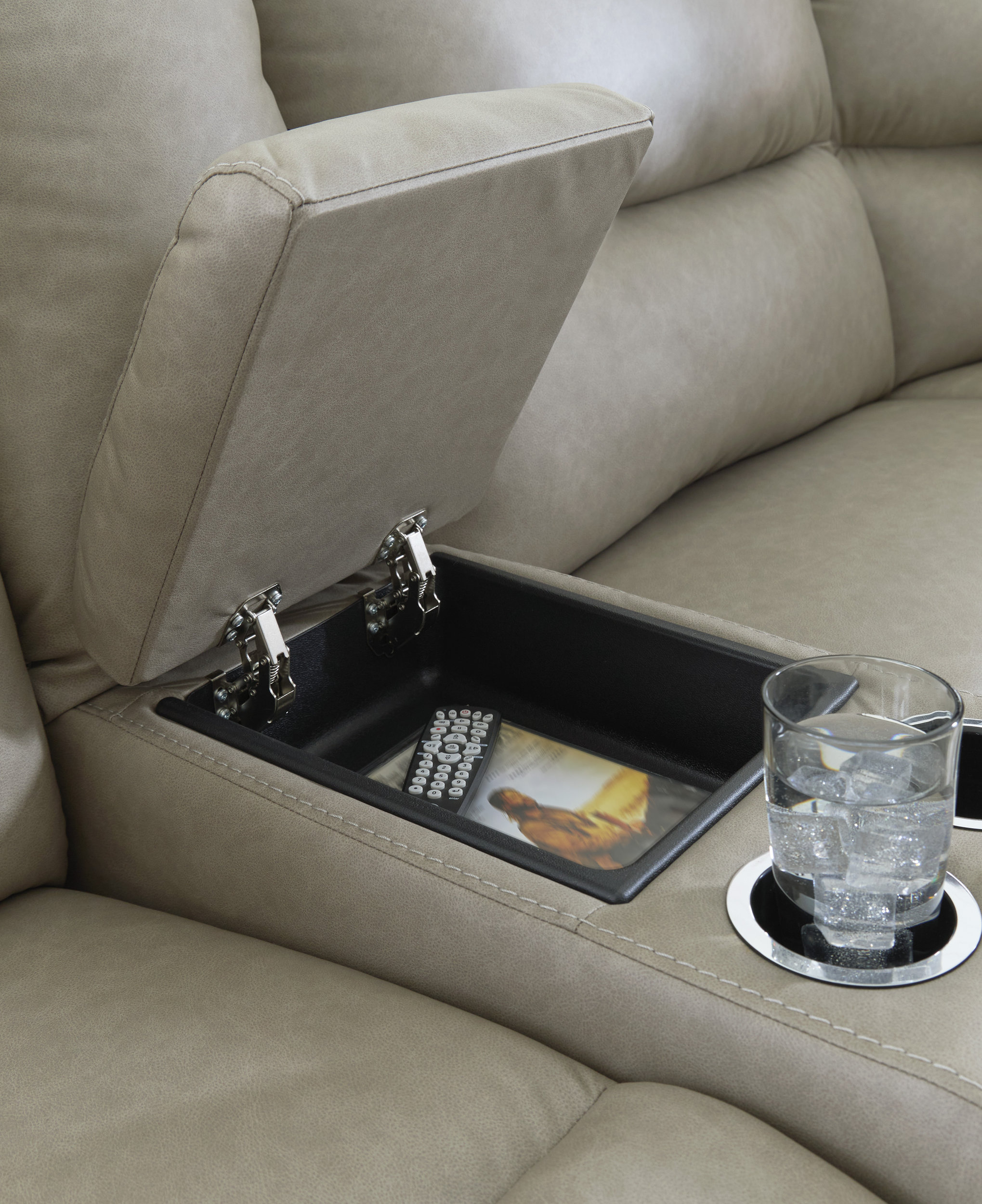 Narwhal Place 6-Piece L-Shaped Faux Leather Power Reclining Sectional w/Console