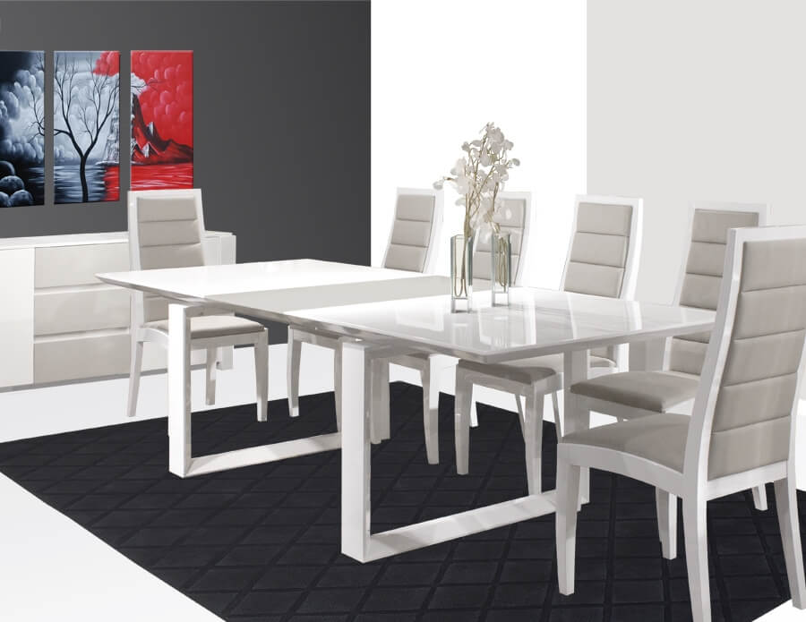 Natalia Lacquer/Leather Dining Room Set by Sharelle Furnishings