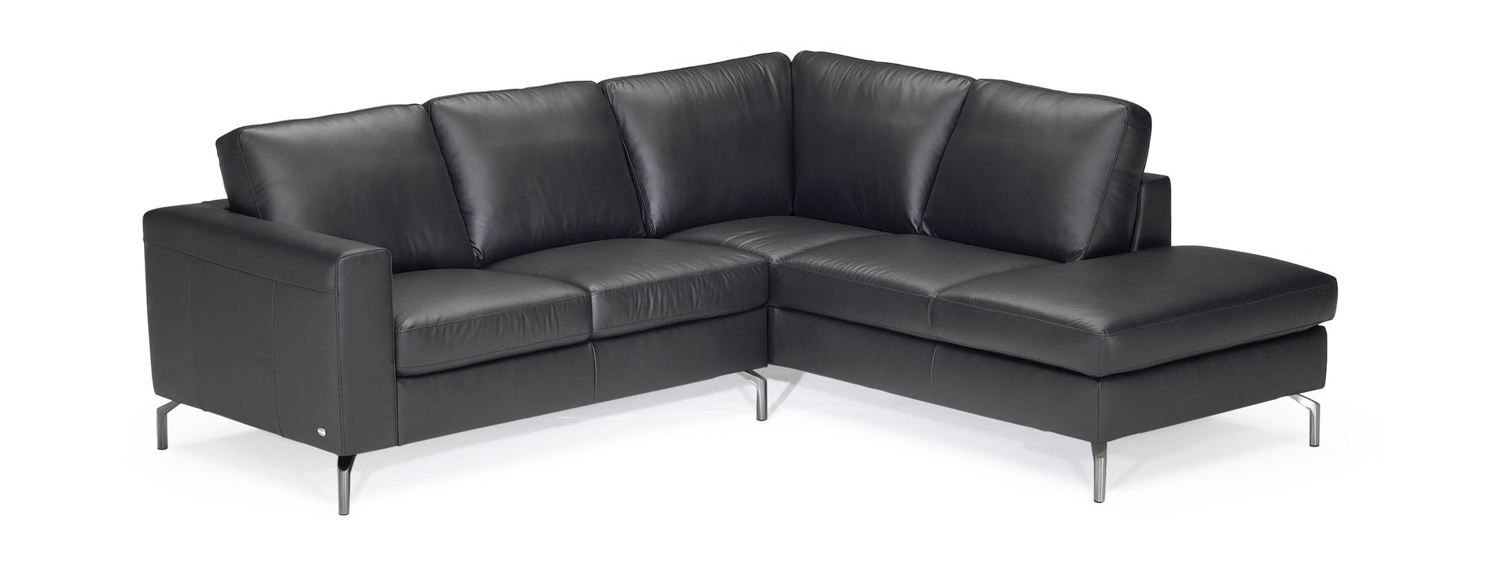 Sollievo Fabric/Leather L-Shape Sectional Sofa w/Metal Legs