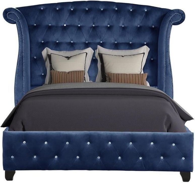 Modern Queen Size LED Bed Made with Wood in Gray