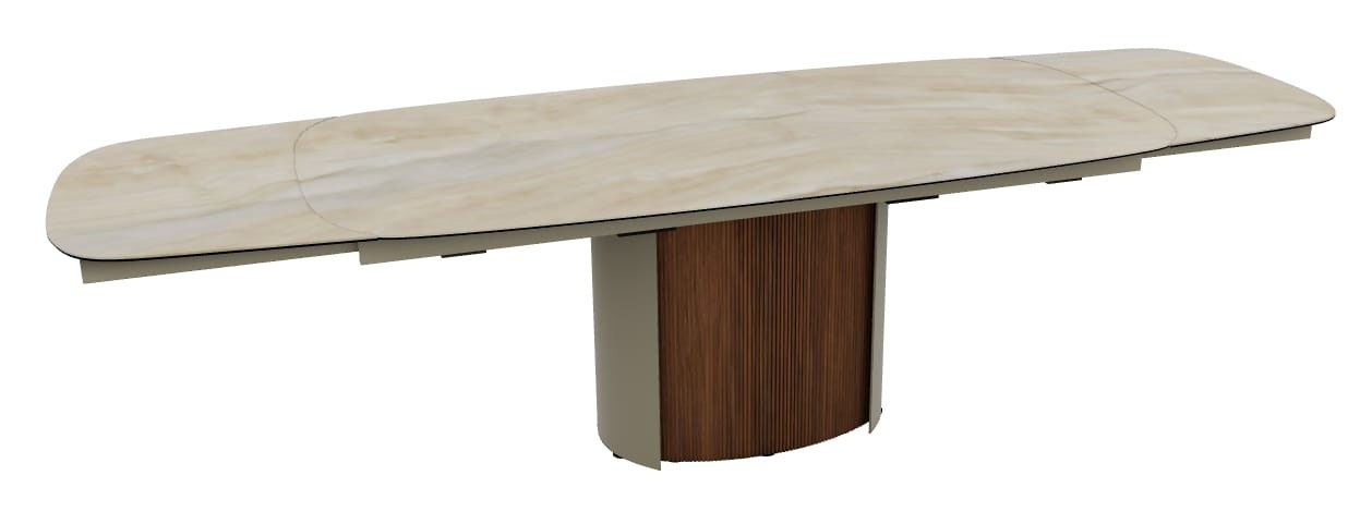 Yoroi W78.7"-97.6"-116.5" Ceramic/Metal/Wood Customizable Extendable Elliptical Dining Table