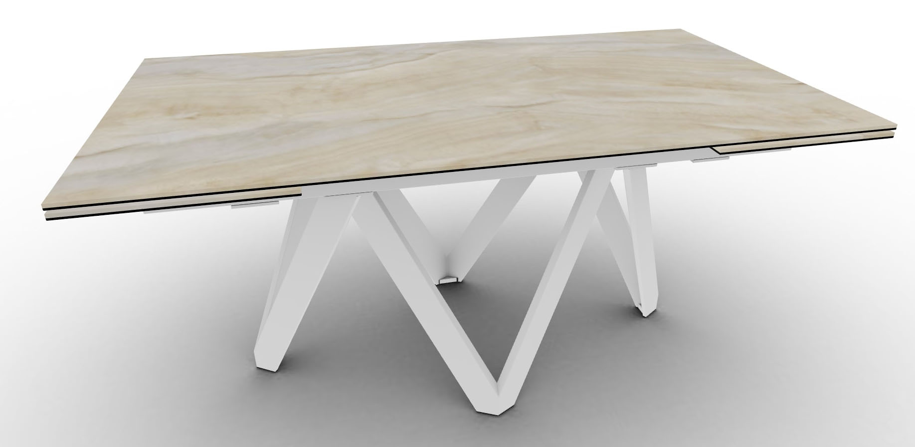 Cartesio W62.9"-78.7"-94.4" Ceramic/Metal/Wood Customizable Extendable Rectangular Dining Table