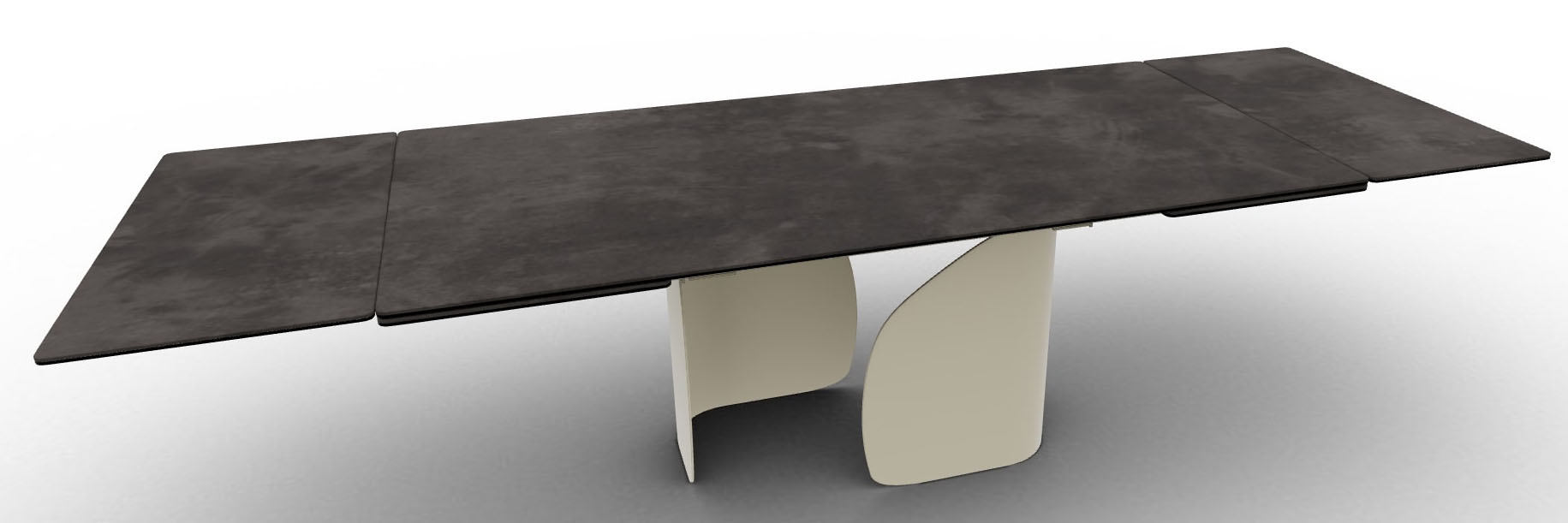 Twins W78.7"-98.4"-118.1" Ceramic/Metal Customizable Extendable Rectangular Dining Table