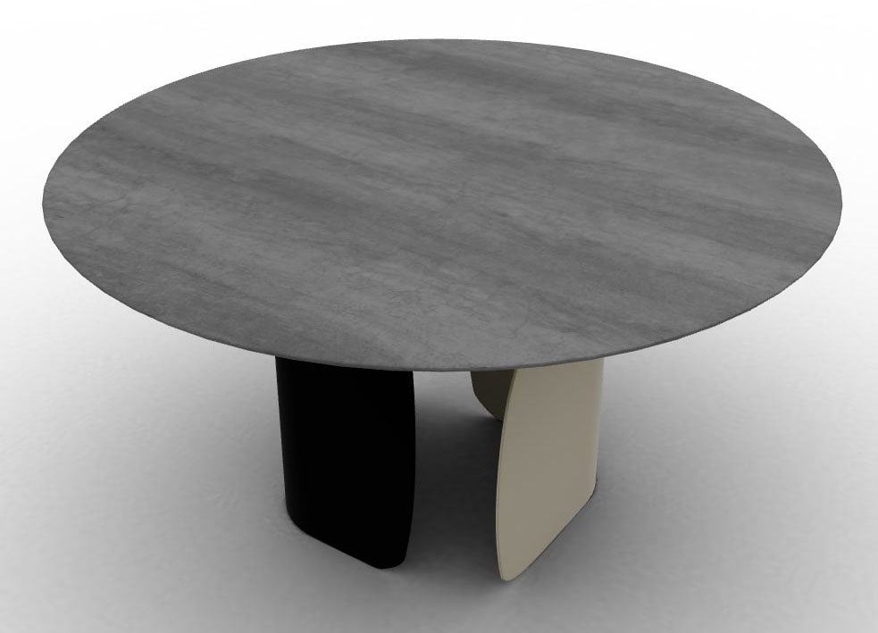 Twins W55.1-inch Ceramic/Metal Customizable Round Dining Table