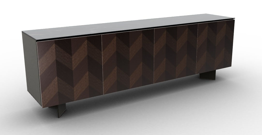 Universal Ceramic/Wood/Glass Customizable Sideboard w/4 Doors & Metal Base