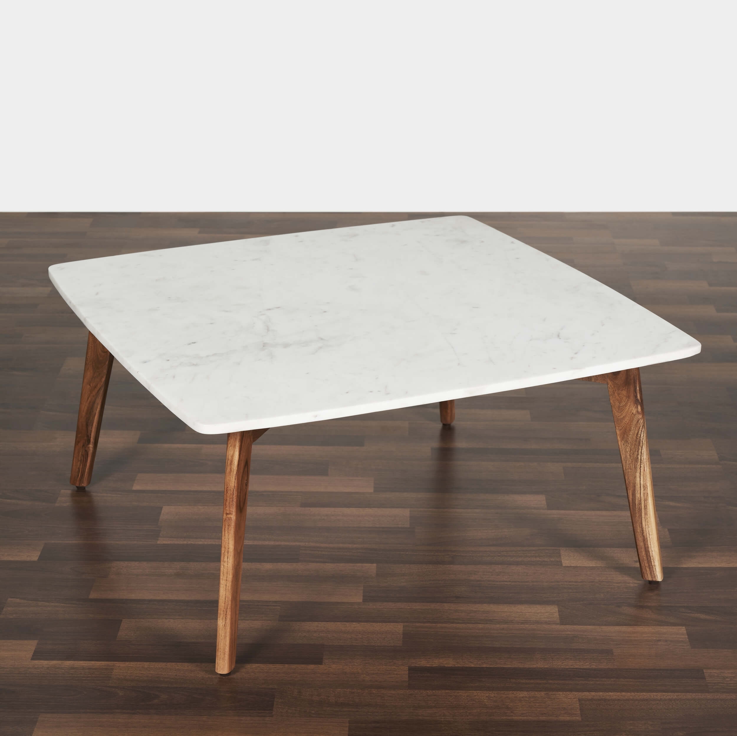 Nero Authentic Marble Square Coffee Table w/ Wood Legs