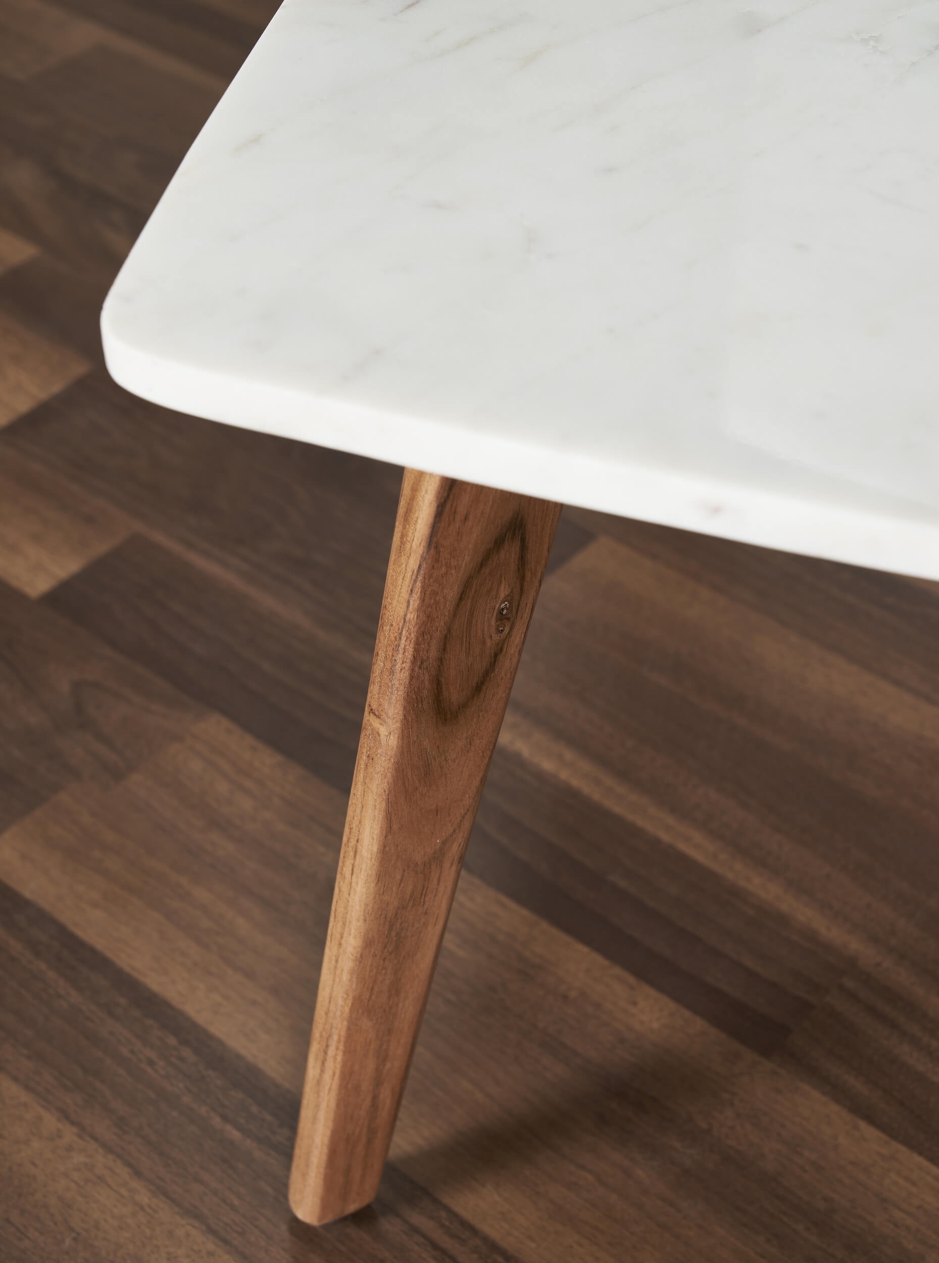 Nero Authentic Marble Square Coffee Table w/ Wood Legs