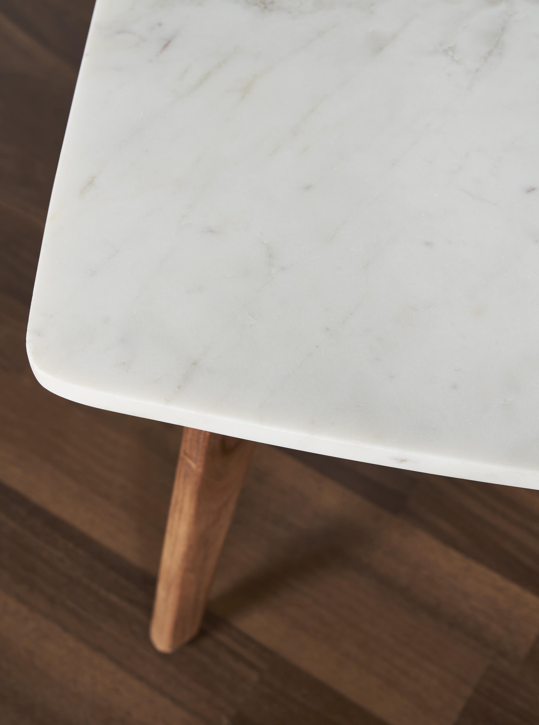 Nero Authentic Marble Square Coffee Table w/ Wood Legs