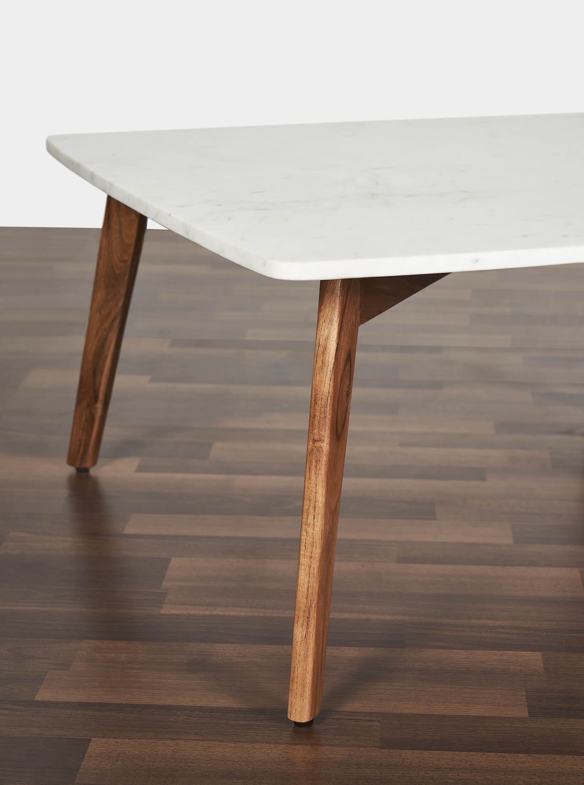 Nero Authentic Marble Square Coffee Table w/ Wood Legs