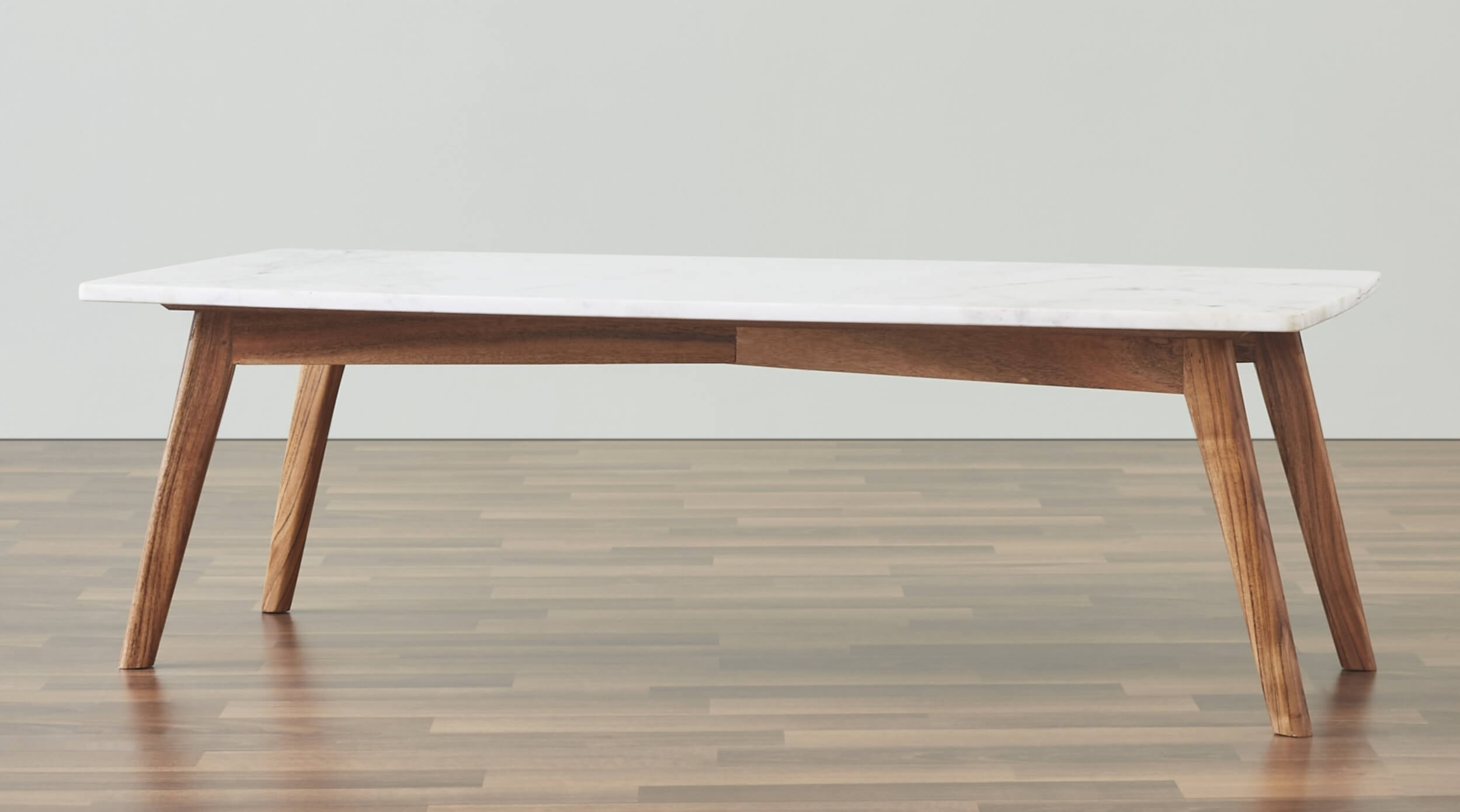 Nero Authentic Marble Rectangle Coffee Table w/ Wood Legs