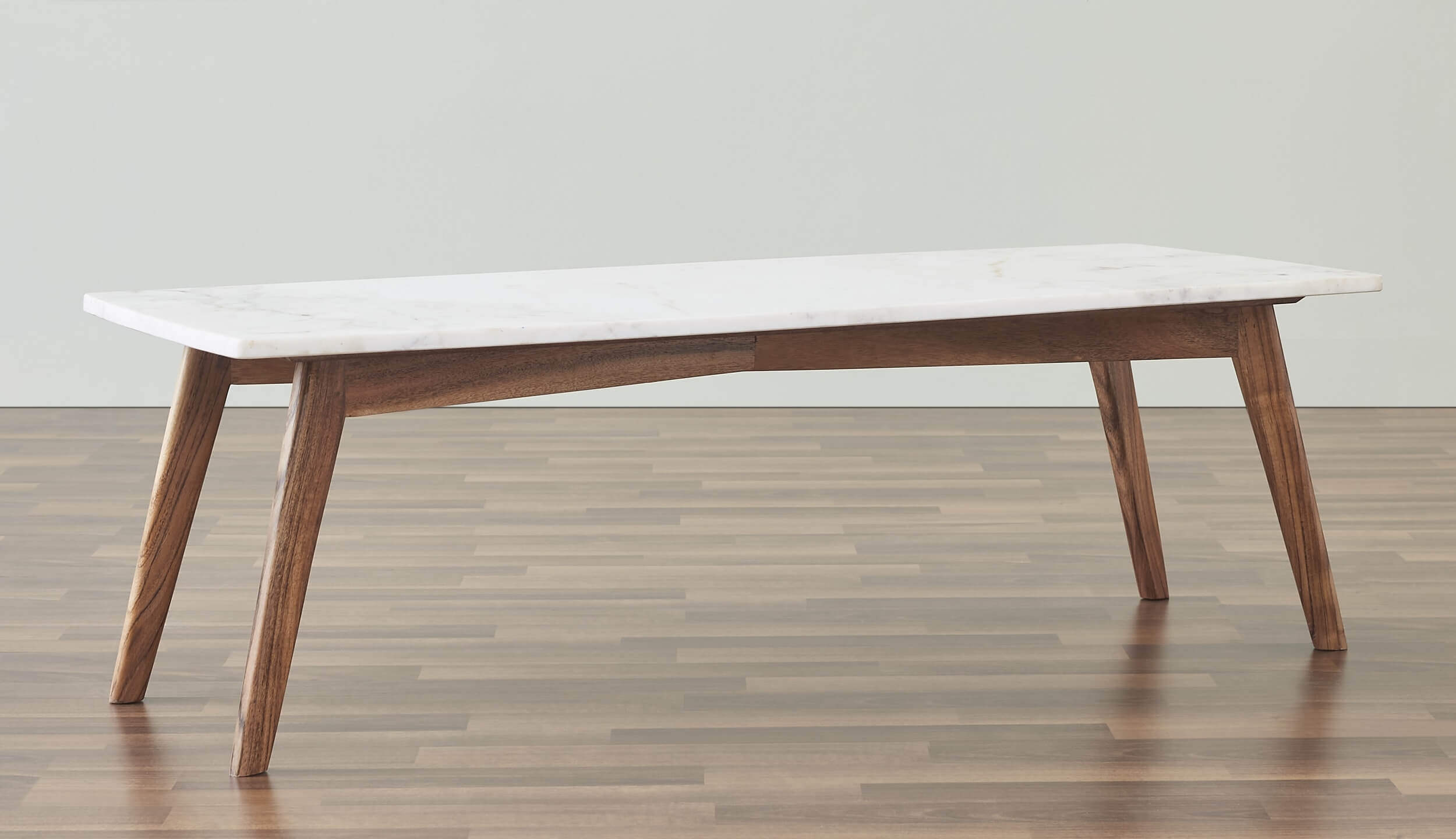 Nero Authentic Marble Rectangle Coffee Table w/ Wood Legs