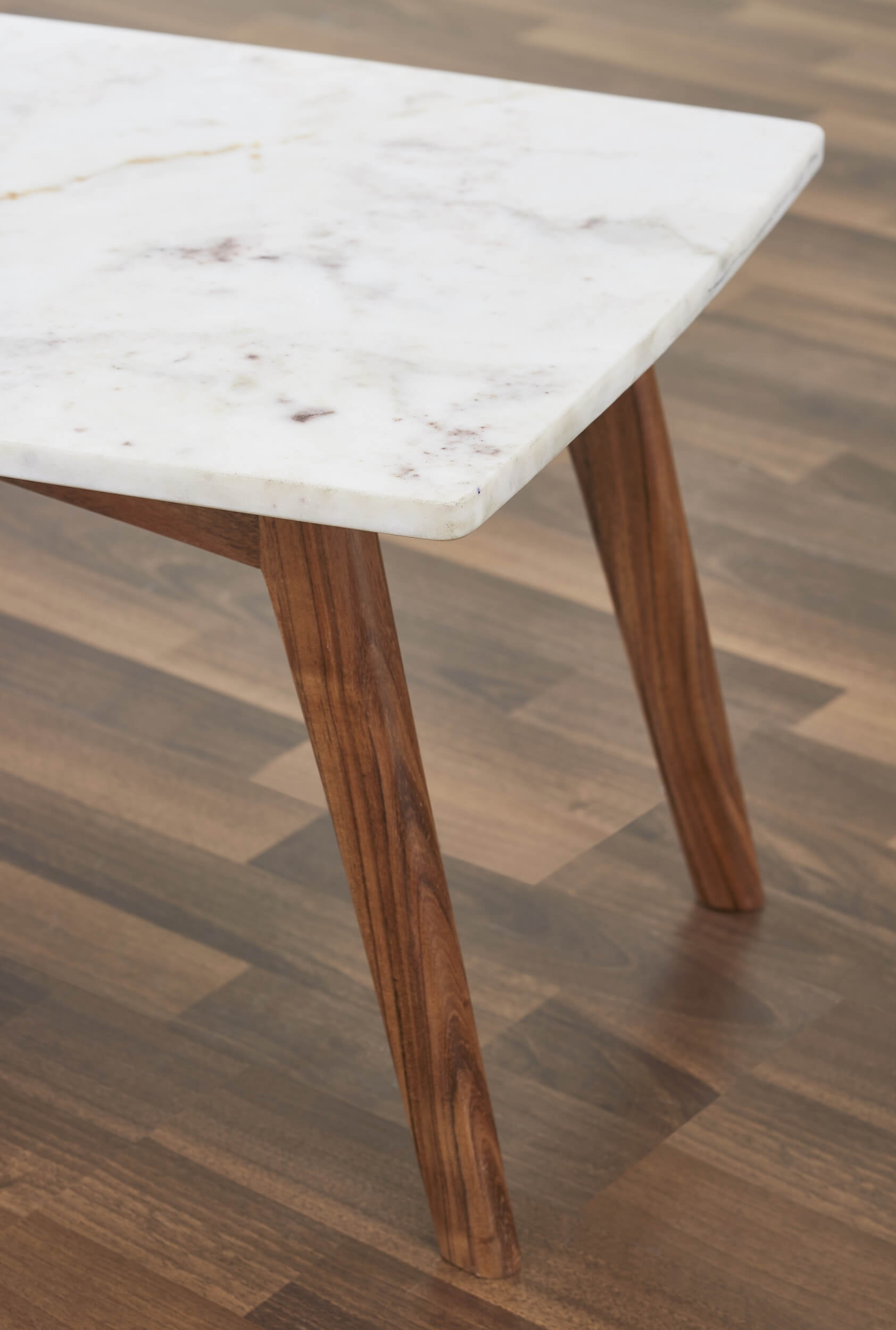 Nero Authentic Marble Rectangle Coffee Table w/ Wood Legs