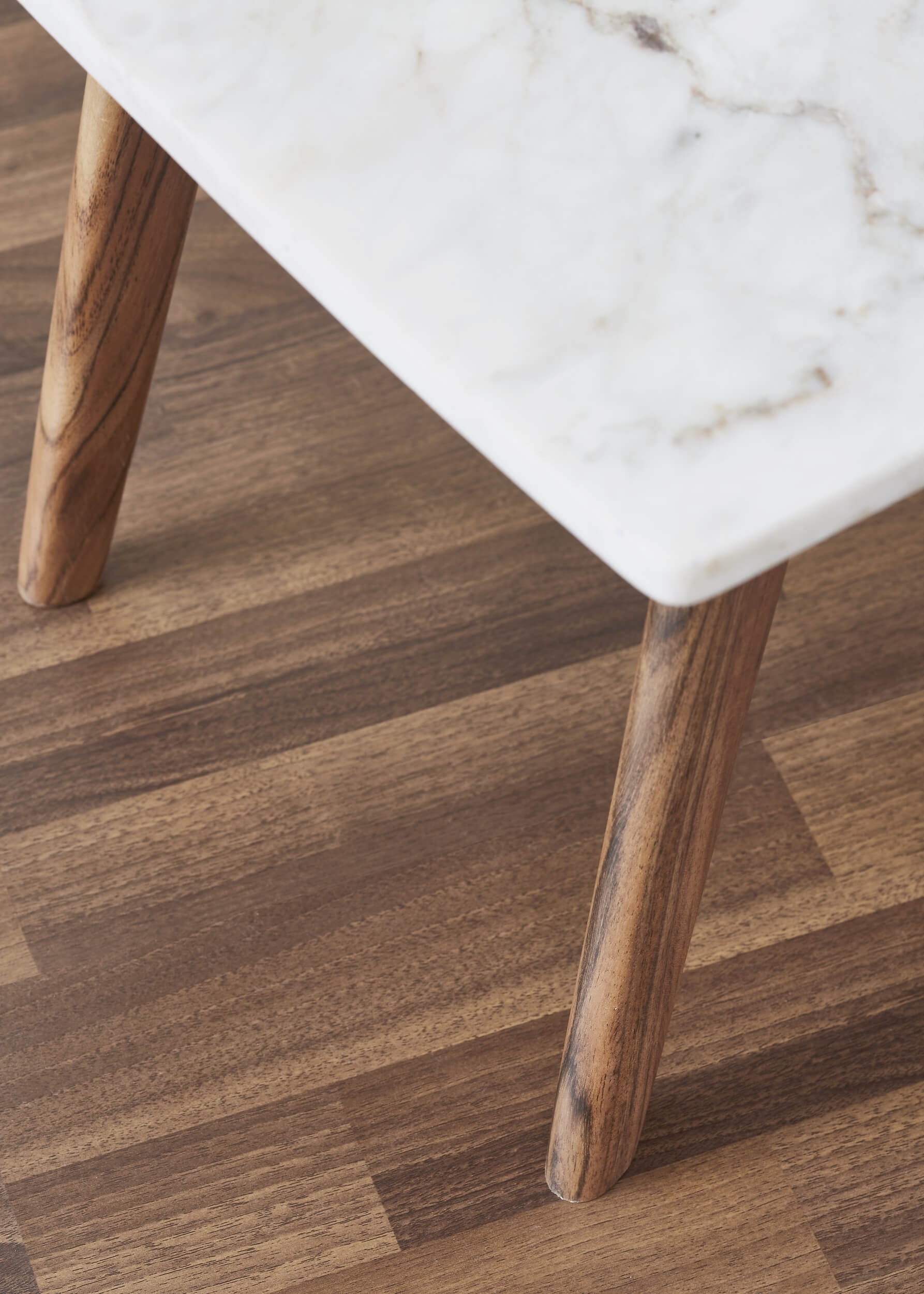 Nero Authentic Marble Rectangle Coffee Table w/ Wood Legs