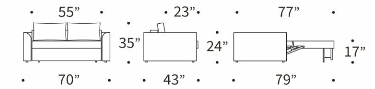 Neah Polyester Full Sofa Bed w/Curved Arm Rests
