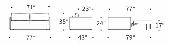 Neah Polyester King Sofa Bed w/Slim Arm Rests