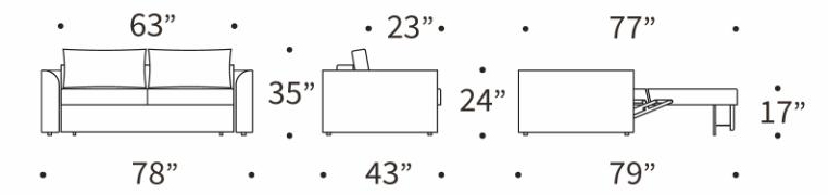 Neah Polyester Queen Sofa Bed w/Curved Arm Rests