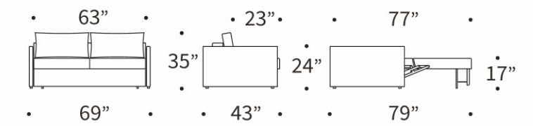 Neah Polyester Queen Sofa Bed w/Slim Arm Rests