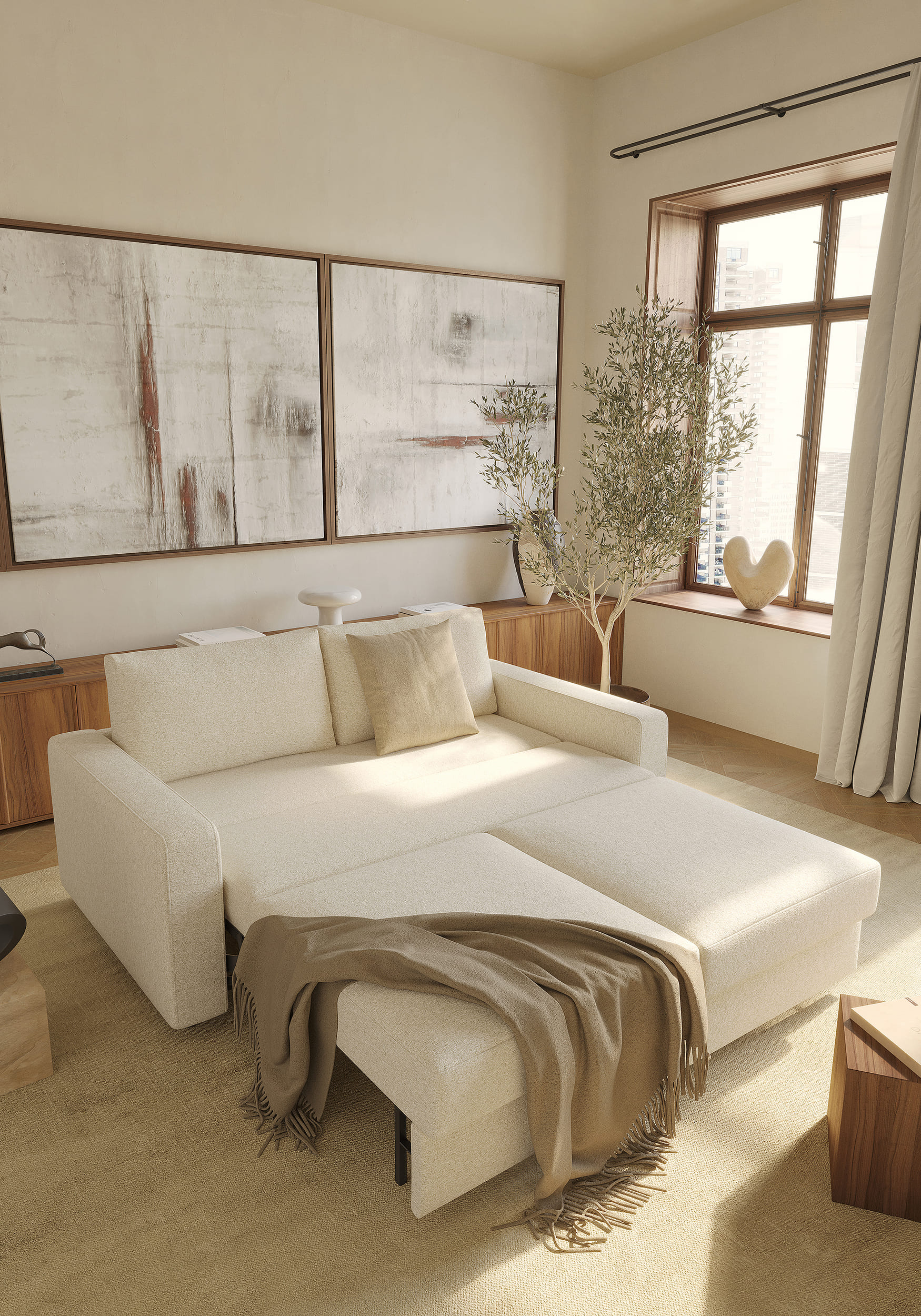 Neah Polyester Queen Sofa Bed w/Standard Arm Rests