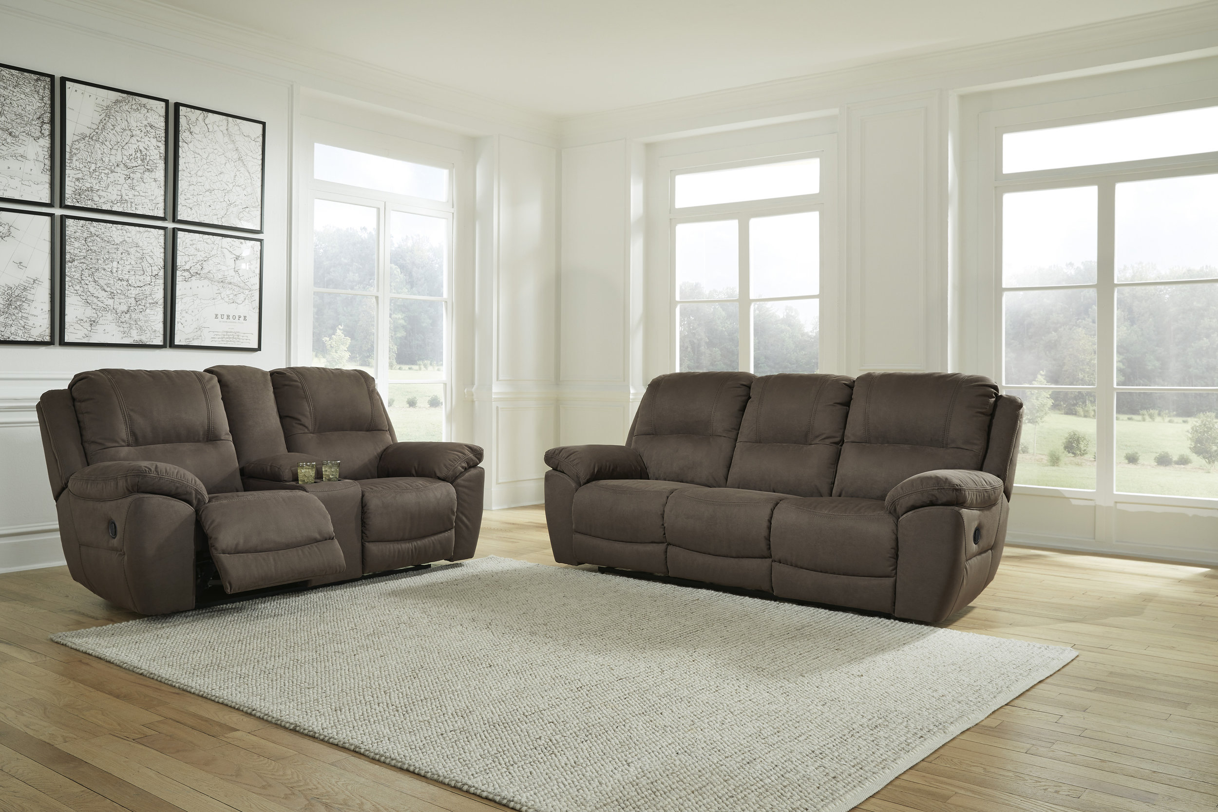 Next-Gen Gaucho Faux Nubuck Leather Reclining Living Room Set