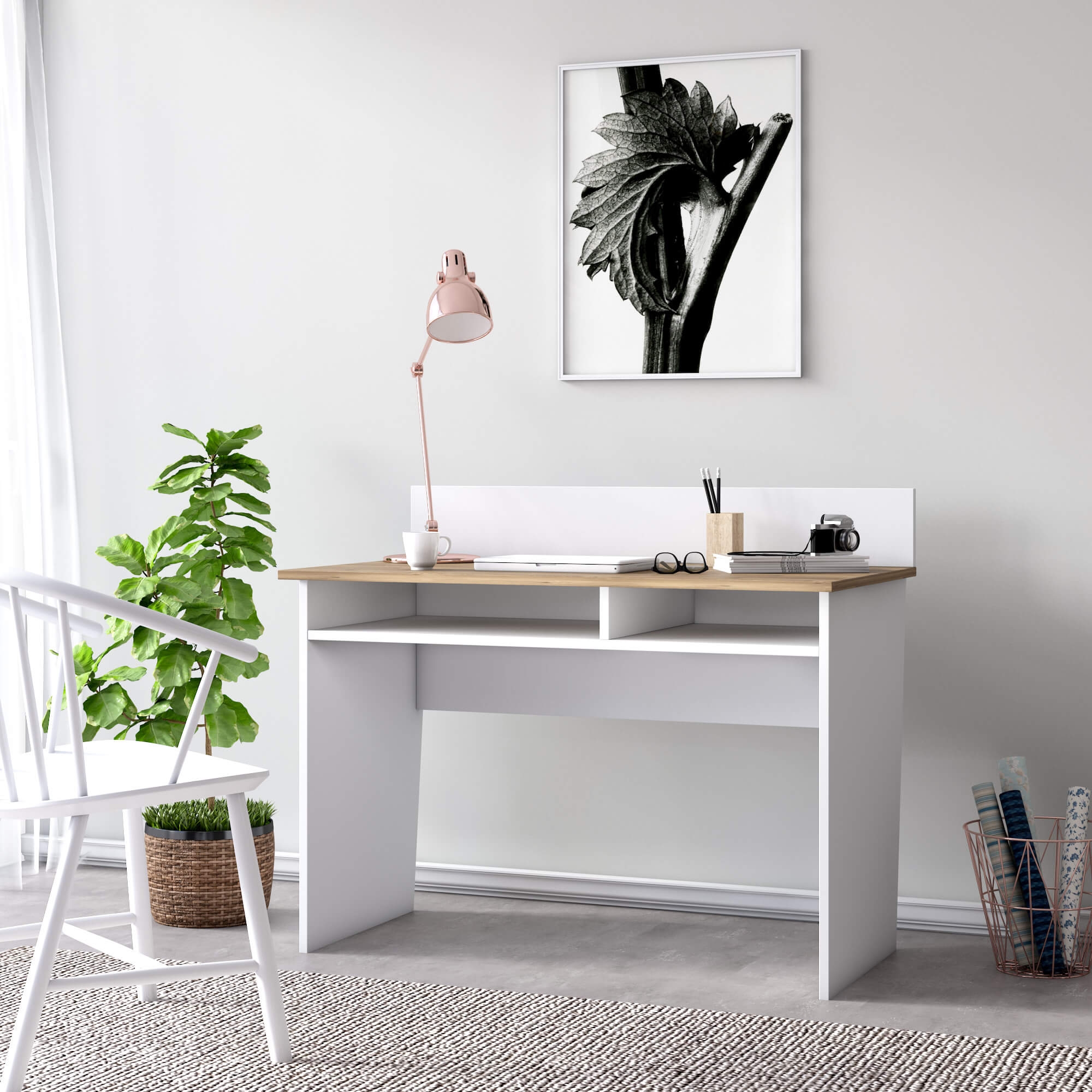Nefi Office Desk Modern Contemporary with Storage