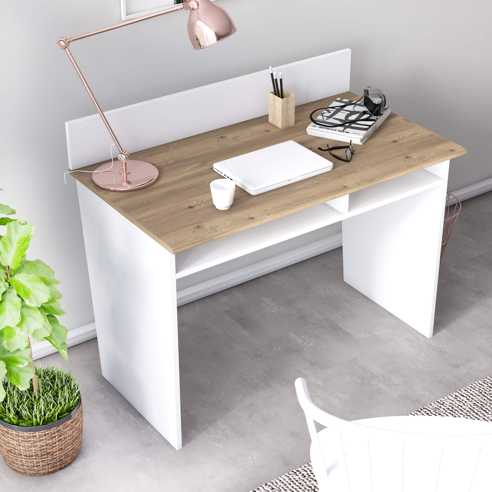 Nefi Office Desk Modern Contemporary with Storage
