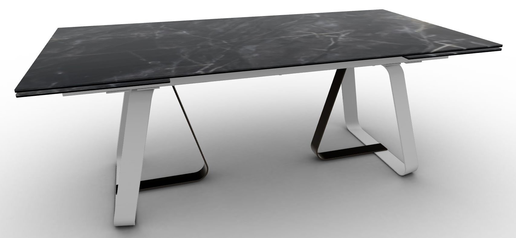 Sunshine W78.7-inch Ceramic/Metal Customizable Extendable Rectangular Dining Table