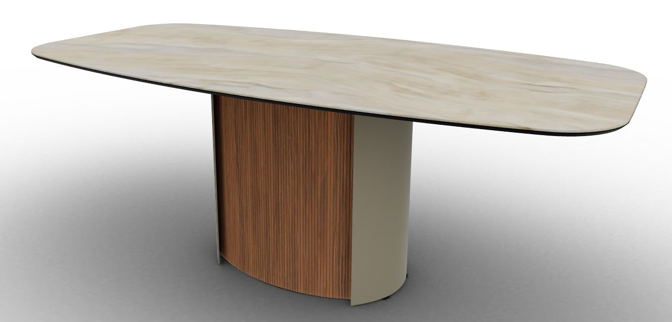 Yoroi W78.7-inch Ceramic/Metal/Wood Customizable Elliptical Dining Table