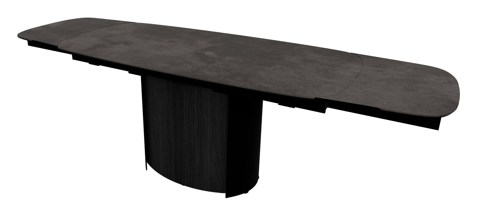 Yoroi W64.9"-79.9"-94.8" Ceramic/Metal/Wood Customizable Extendable Elliptical Dining Table