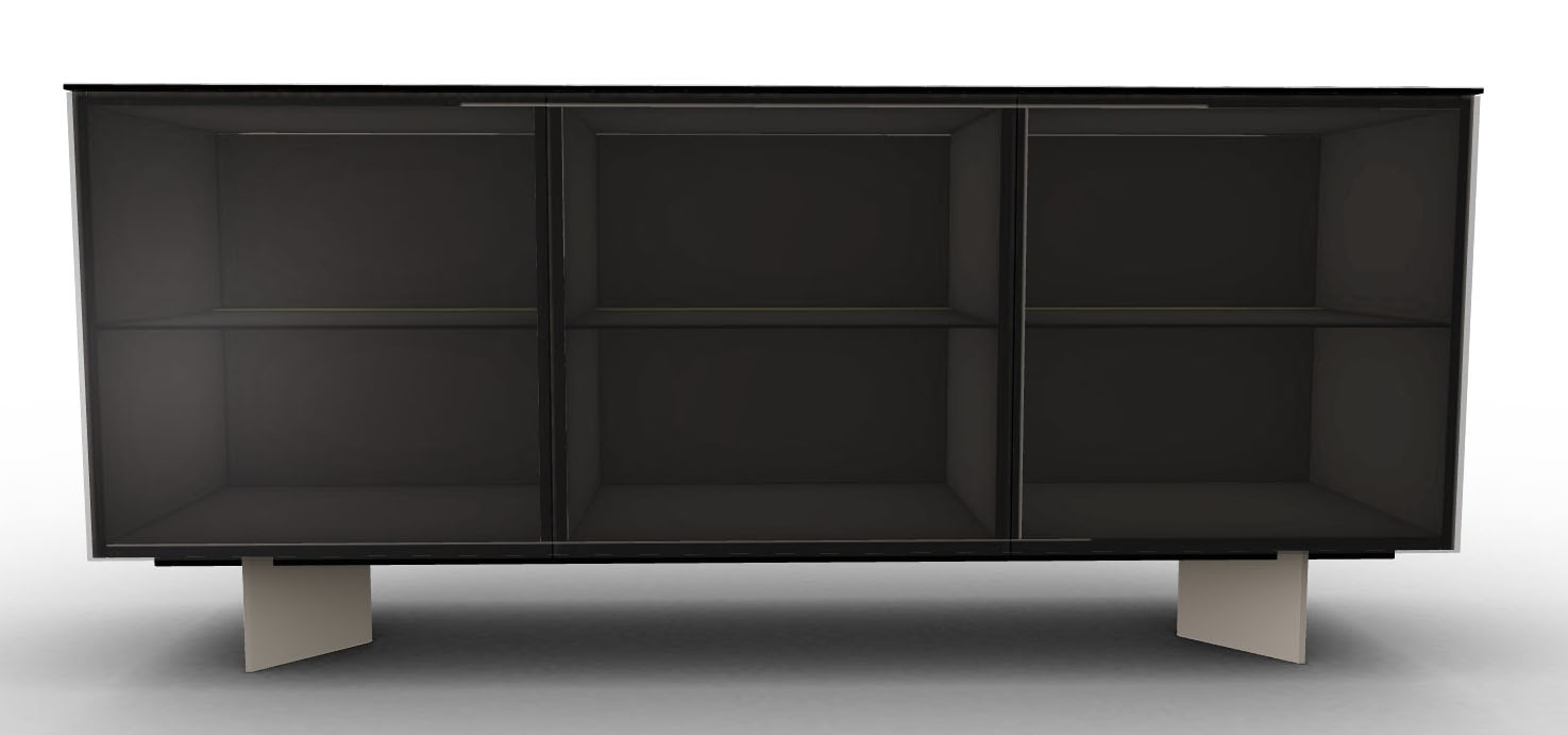 Universal Ceramic/Wood Customizable Sideboard w/3 Glass Doors & Metal Frame