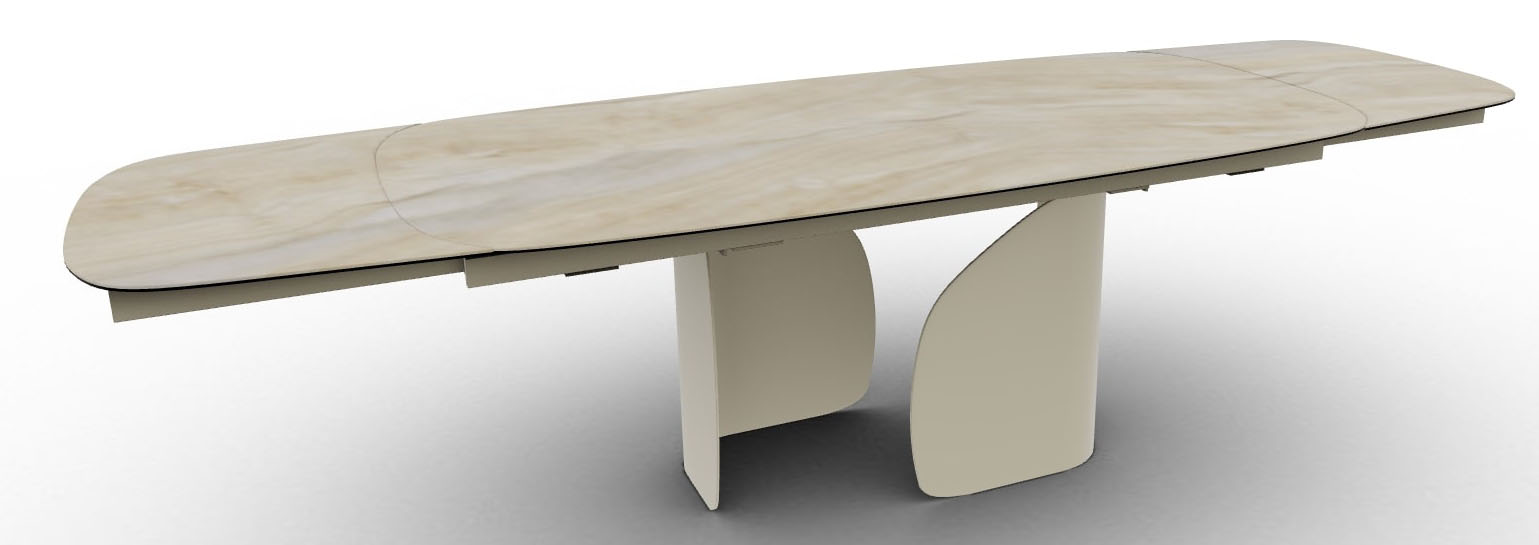 Twins W78.7"-97.6"-116.5" Ceramic/Metal Customizable Extendable Elliptical Dining Table
