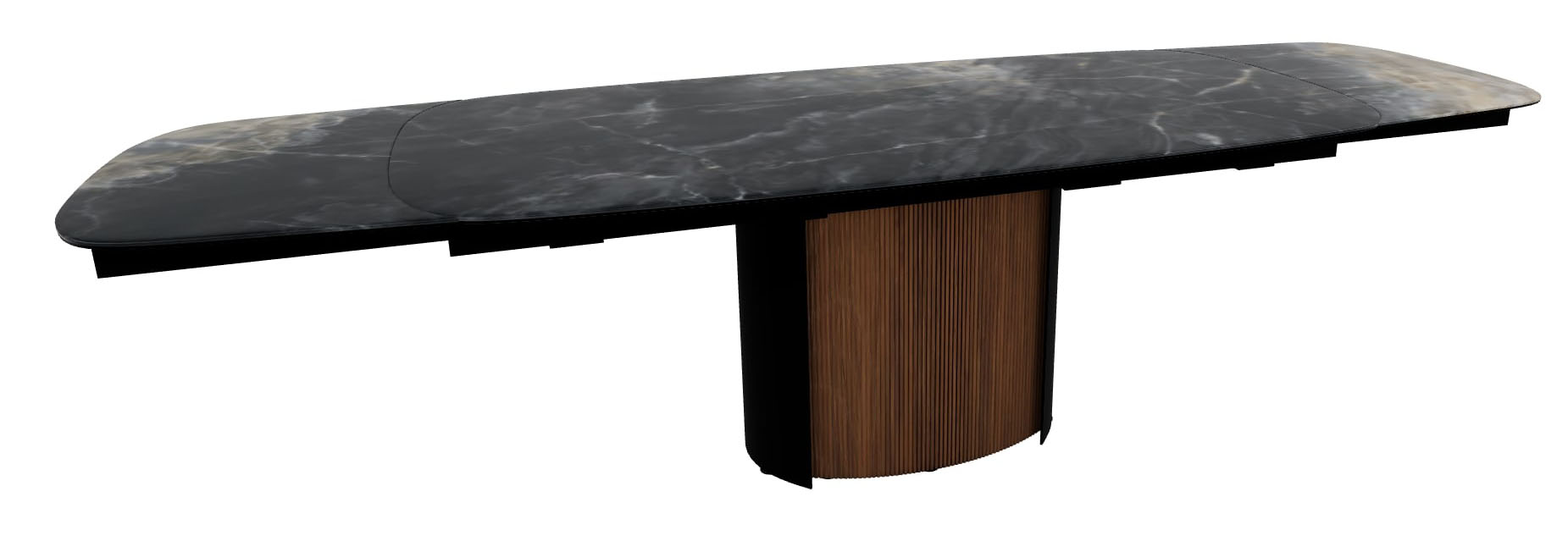Yoroi W78.7"-97.6"-116.5" Ceramic/Metal/Wood Customizable Extendable Elliptical Dining Table