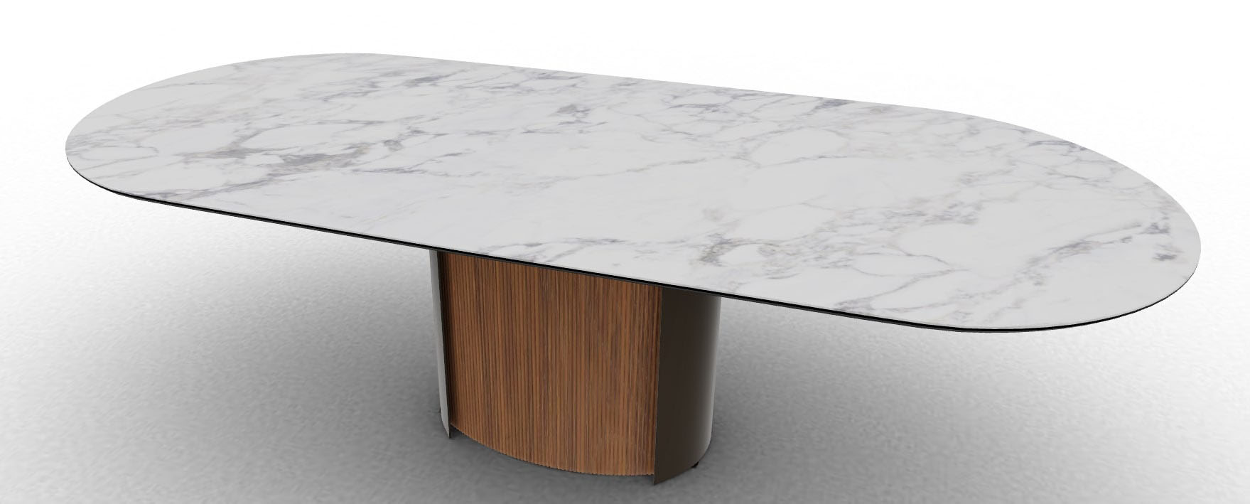 Yoroi W98.4-inch Ceramic/Metal/Wood Customizable Oval Dining Table