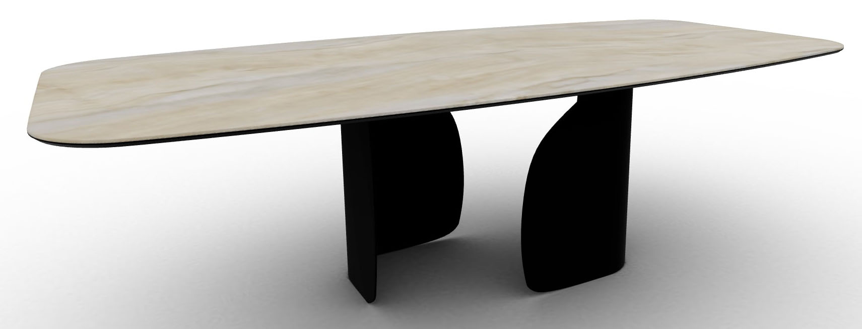 Twins W98.4-inch Ceramic/Metal Customizable Elliptical Dining Table