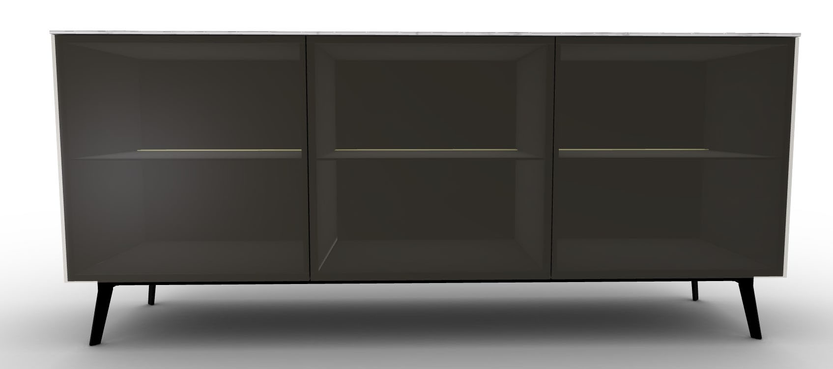 Universal Ceramic/Wood Customizable Sideboard w/3 Glass Doors & Metal Legs