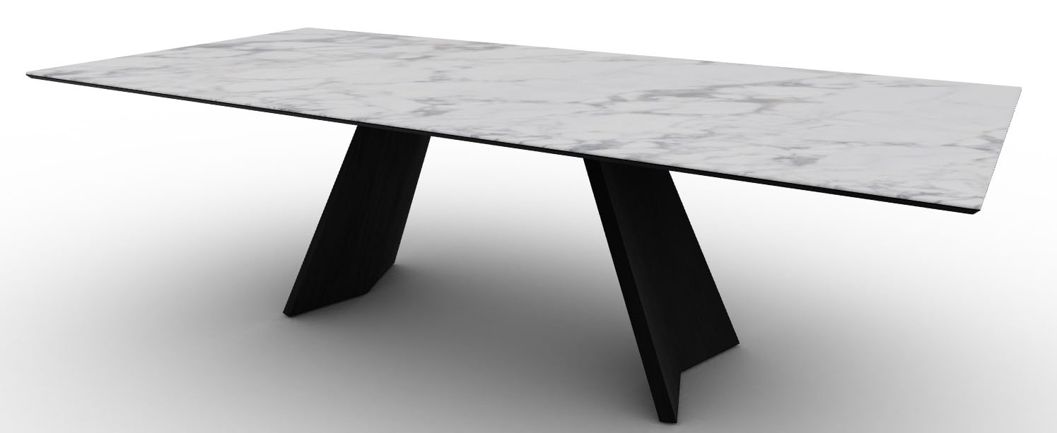 Icaro W98.4-inch Ceramic/Wood Customizable Rectangular Dining Table