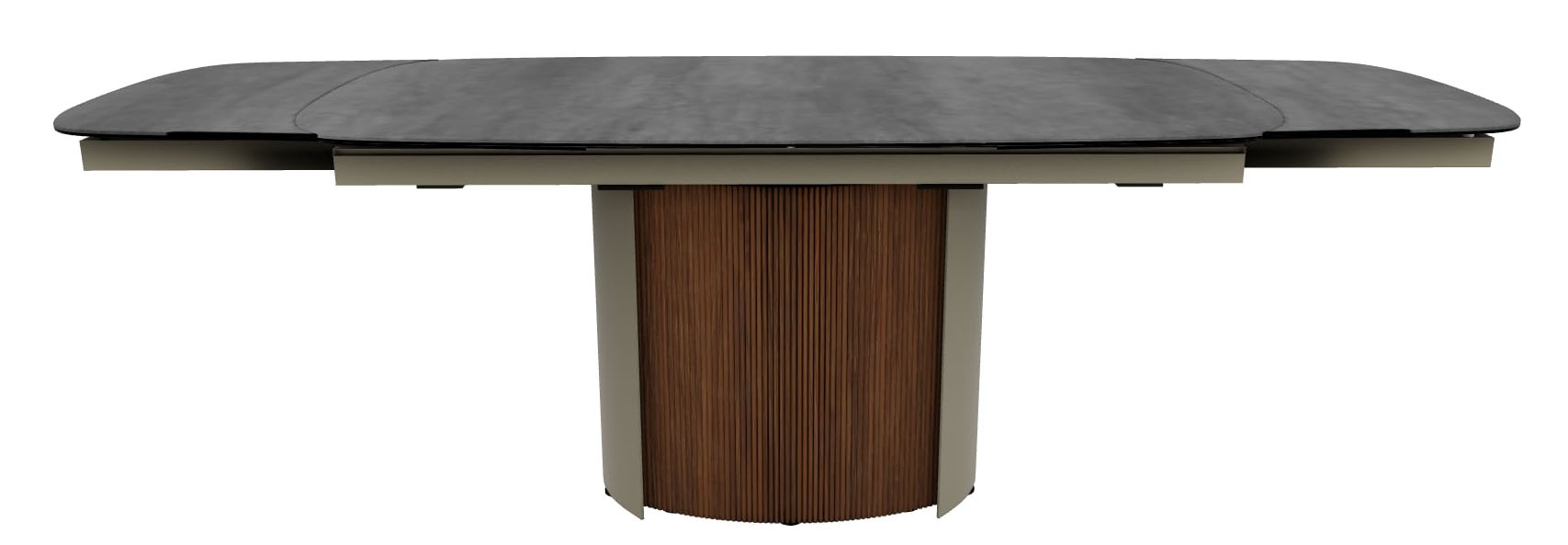 Yoroi W64.9"-79.9"-94.8" Ceramic/Metal/Wood Customizable Extendable Elliptical Dining Table