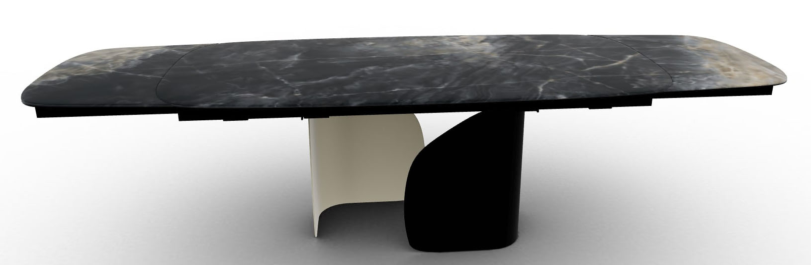 Twins W78.7"-97.6"-116.5" Ceramic/Metal Customizable Extendable Elliptical Dining Table