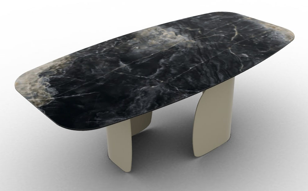 Twins W78.7-inch Ceramic/Metal Customizable Elliptical Dining Table