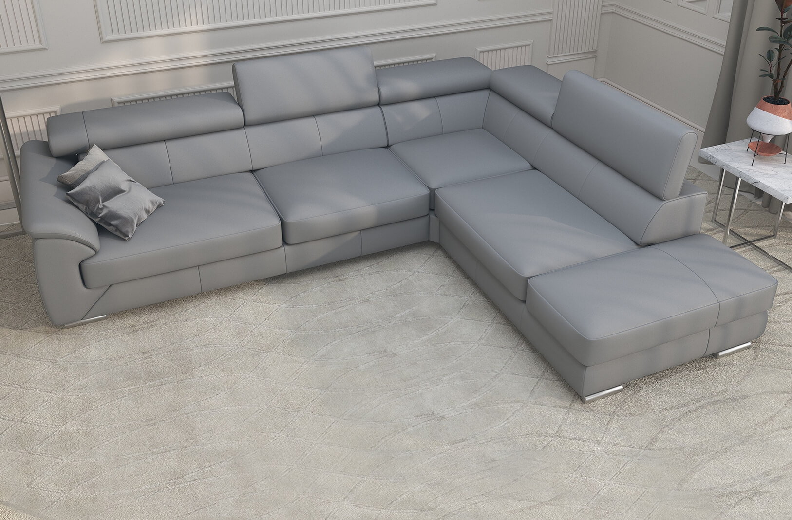 Nicole Leather L-Shaped Sectional Sofa