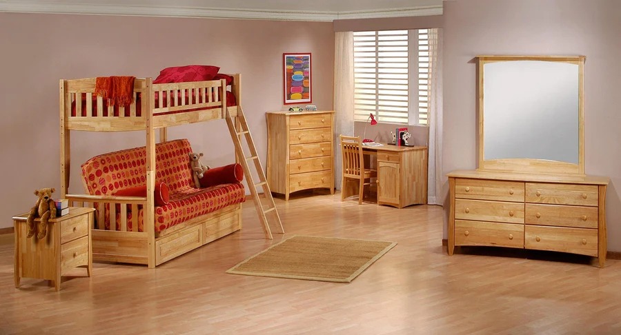 Cinnamon Wood Bunk/Futon Bed, Twin/Full Size