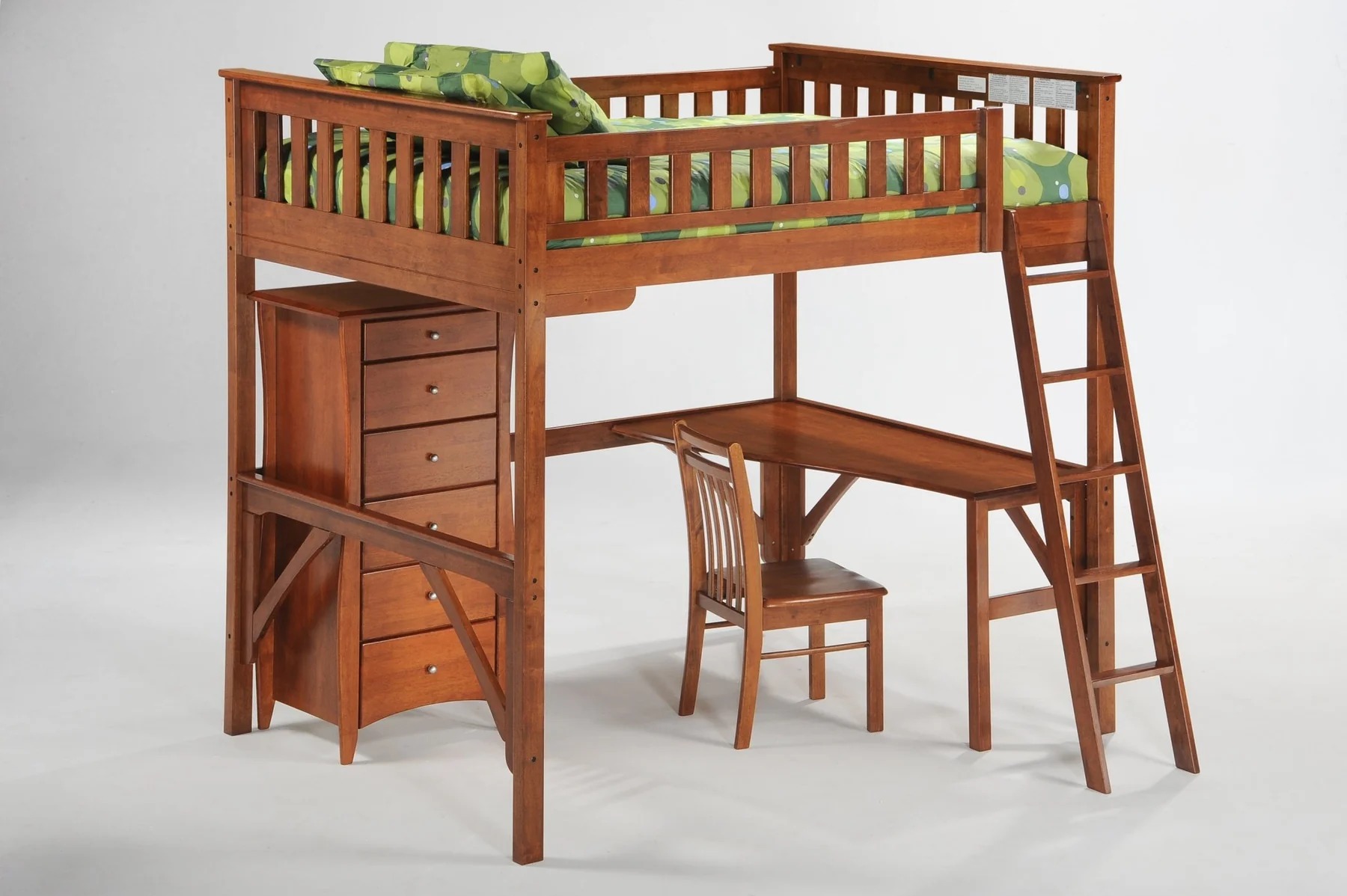 Ginger Wood Loft Bunk Bed, Twin Size